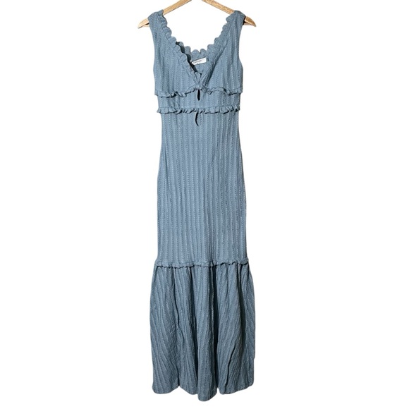 Commense Dresses & Skirts - Commense Blue Textured Bodycon Stretch Maxi Dress